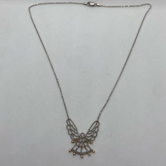 10k Yellow Gold and Sterling Silver Angel necklace - Picture 3 of 6